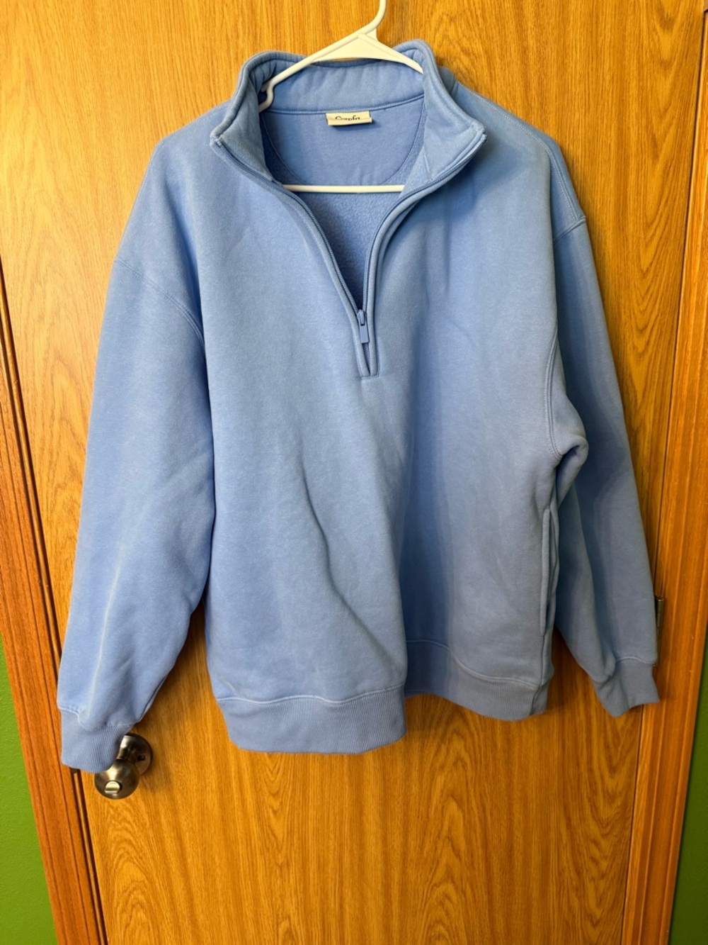 Women's Light Blue Quarter-Zip Pullover Sweatshirt